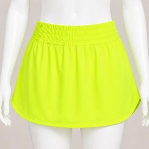 Pinspark High‎ Waisted Tennis Skort Lime Golf Run Pockets Curved Hem NEW Size L